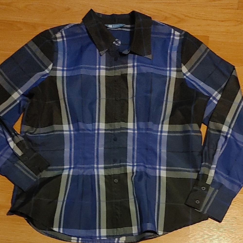 Koret Blue Purple and Black Checkered Blouse